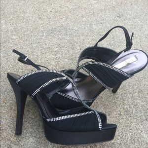 Women's TATA Rhinestone & Black Dress Heels 10/40
